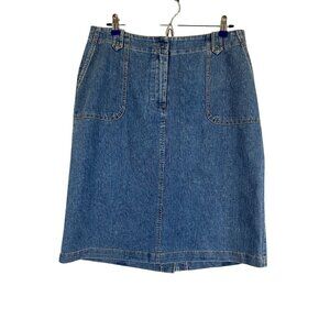 Retro Denim Jean Skirt 12 Blue Western Hippie Indie Boho Preppy Cowgirl 80s